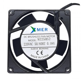 Xmer 9225HS2, 92x92x25mm 220VAC 0.08A 2 Kablolu Fan