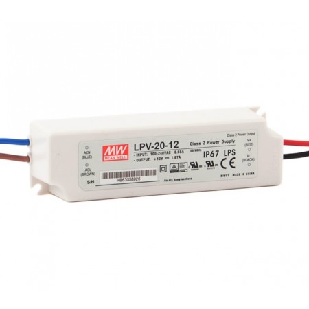 LPV-20-24, 24VDC 0.84A Sabit Voltaj Ekonomik LED Sürücü, Mean Well