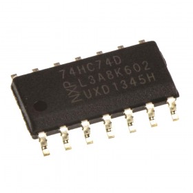 74HC74D, 74HC74, HC74, Logic Dual D-Type Flip-Flop, SOIC-14