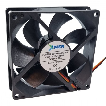 Xmer FD2492257S1, 92x92x25mm 24VDC 0.20A 3 Kablolu Fan