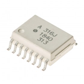HCPL-316J-500E, HCPL316J, A316J Logic Output Optocoupler 2.0A IGBT Gate Drive SOIC-16