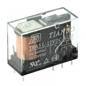 TRA3-L-12VDC-S-2Z, 12VDC 5A DPDT (2 Form C) Röle