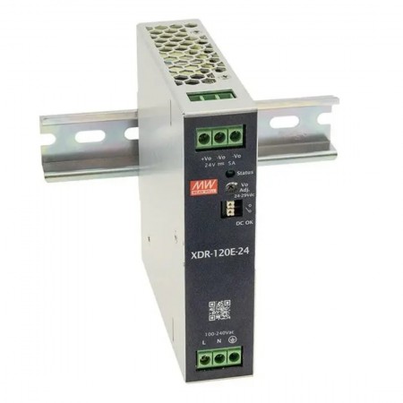 XDR-120E-24, 24VDC 5A Ray Montaj Güç Kaynağı, Mean Well