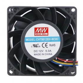 CHT8012BX-W38C, 80x80x38mm 12VDC 5.00A 4 Kablolu Fan, Mean Well