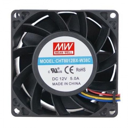 CHT8012BX-W38C, 80x80x38mm 12VDC 5.00A 4 Kablolu Fan, Mean Well