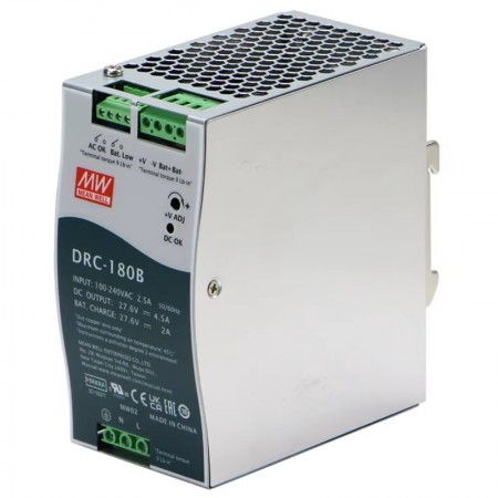 DRC-180B, 27.6V UPS Fonksiyon Ray Tipi Akü Şarj, Mean Well