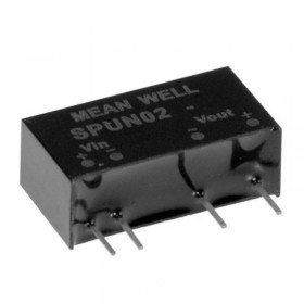 SPUN02M-12, 10.8-13.2Vin ±12Vout ±167mA 2W DC/DC Konvertör, Mean Well