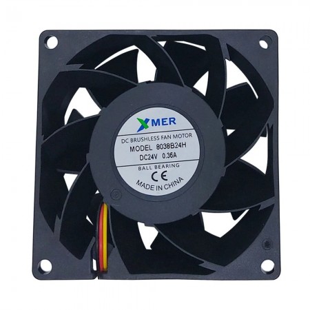 Xmer 8038B24H, 80x80x38mm 24VDC 0.36A 3 Kablolu Fan