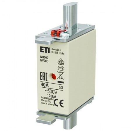 ETI 004181210, NH000 40A 500V gG Bıçaklı Sigorta

NH000 gG 40A/500V 120kA