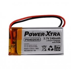 PX402035, Power-Xtra 3.7V 240mAh Li-Polymer Pil (Devreli/1.5A)