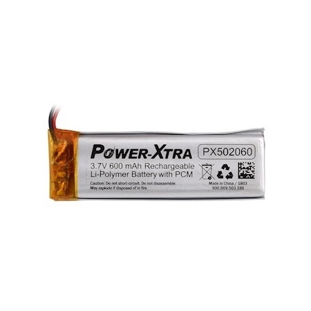 PX502060, Power-Xtra 3.7V 600mAh Li-Polymer Pil (PCM/1.5A)