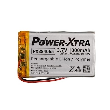 PX384065, Power-Xtra 3.7V 1000mAh Li-Polymer Pil (Devreli/1.5A)