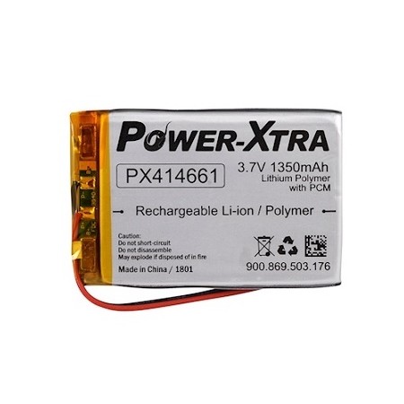 PX414661, Power-Xtra 3.7V 1350mAh Li-Polymer Pil (Devreli/1.5A)