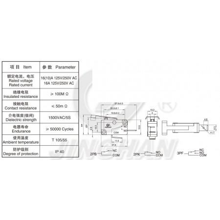 AF176D, Mikro Switch 21A Paletsiz Siyah