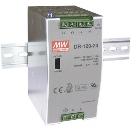 DR-120-48, 48VDC 2.5A Ray Montaj Güç Kaynağı, MeanWell