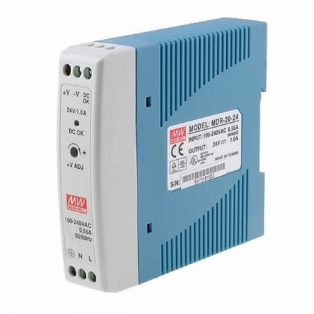 MDR-20-12, 12VDC 1.67A Ray Montaj Güç Kaynağı, MeanWell