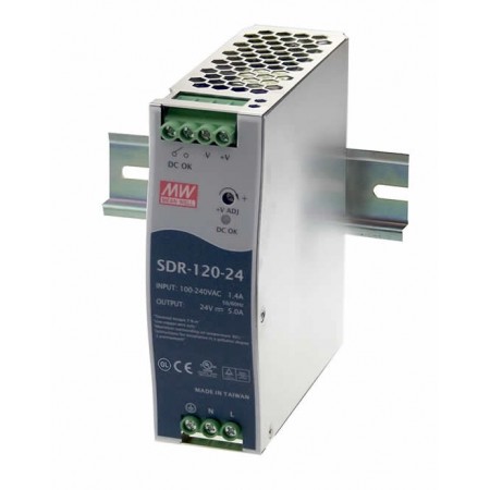 SDR-120-48, 48VDC 2.5A Ray Montaj Güç Kaynağı, MeanWell