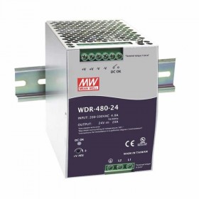 WDR-480-24, 24VDC 20.0A Ray Montaj Güç Kaynağı, MeanWell
