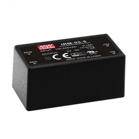 IRM-05-15, 15VDC 5W 0.33A PCB Tip AC/DC, MeanWell