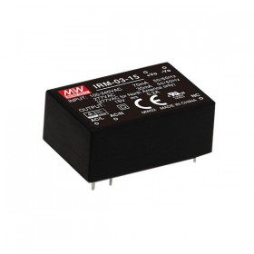 IRM-03-12, 12VDC 3W 250mA PCB Tip AC/DC, MeanWell