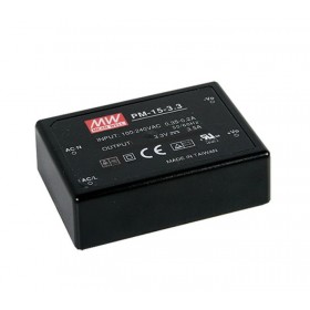 PM-15-15, 15VDC 1.0A 15W Medikal PCB Tip AC/DC, MeanWell