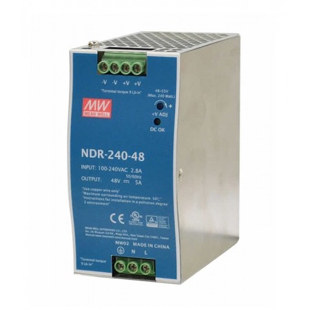 NDR-240-48, 48VDC 5.0A Ray Montaj Güç Kaynağı, MeanWell