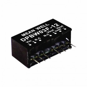 DPBW03G-12, 48Vin ±12Vout ±125mA 3W DC/DC Konvertör, MeanWell