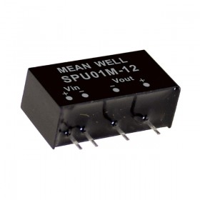 SPU01L-12, 5Vin 12Vout 84mA 1W DC/DC Konvertör, MeanWell