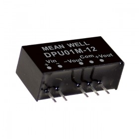 DPU01M-15, 12Vin ±15Vout ±33mA 1W DC/DC Konvertör, MeanWell